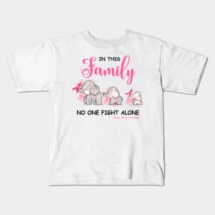 In This Family No One Fight Alone Breast Cancer Awareness Kids T-Shirt